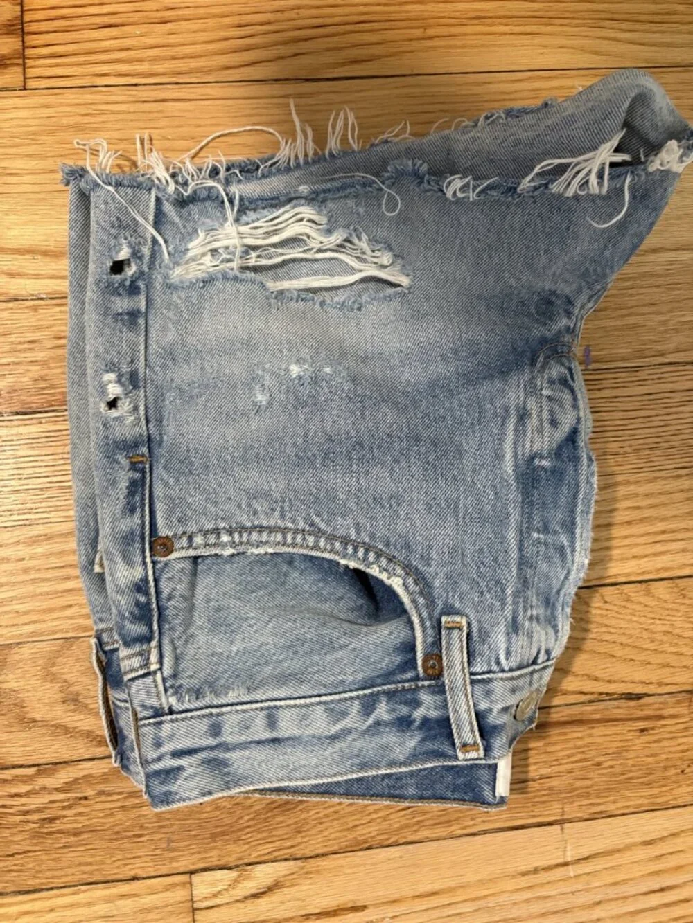 AGOLDE Parker Cut Off Shorts Light Wash Distressed Denim High Rise 27